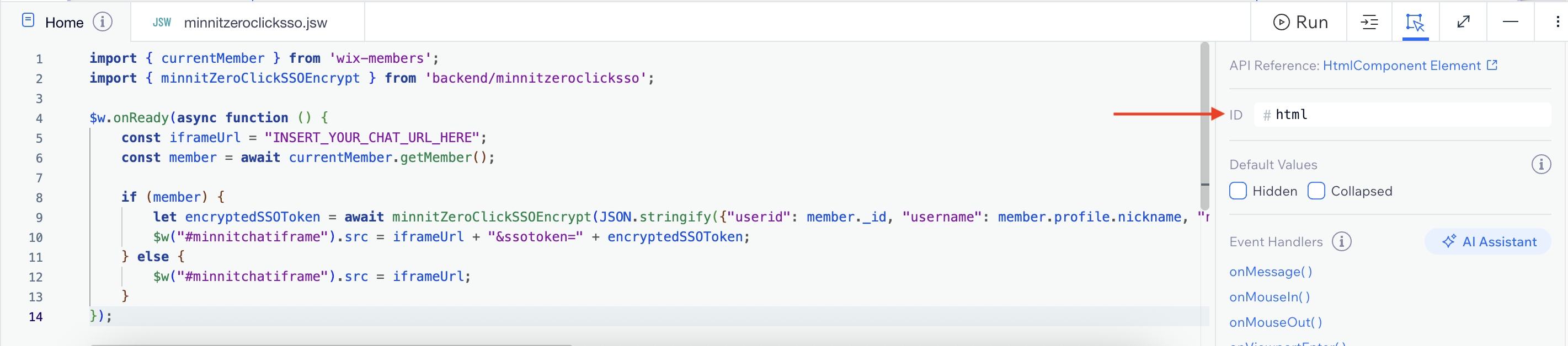 Wix change element ID step